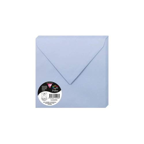 CLAIREFONTAINE - SOBRE POLLEN 165x165 120g AZUL LAVANDA PAQUETE DE 20 (Ref.555493C)