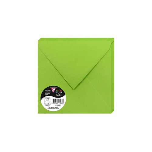 CLAIREFONTAINE - SOBRE POLLEN 165x165 120g VERDE MENTA PAQUETE DE 20 (Ref.5543C)