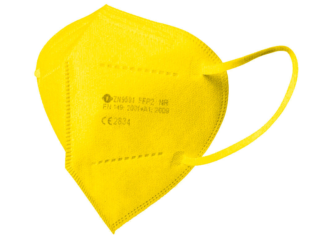 COVID - MASCARILLA FACIAL FFP2 AUTOFILTRANTE CERTIFICADO CE CON AJUSTE NASAL EMBOLSADA INDIVIDUALMENTE COLOR AMARILLO (Ref.FFP2 AMARILLA)
