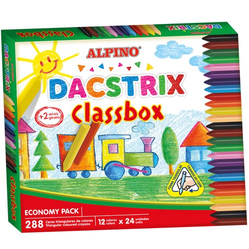 DACS - ALPINO TRIX CERAS FORMATO ESCOLAR 80MM SEMIBLANDAS 12 COLORES SURTIDOS -CAJA DE 288U- (Ref.DA000149)