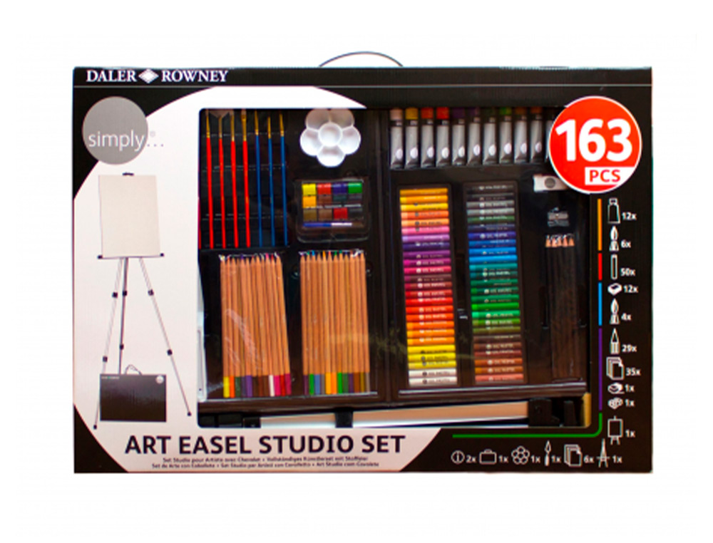 DALER ROWNEY - LAPICES SET ARTE COMPLETO CON CABALLETE de 163 PIEZAS (Ref.D196500755)