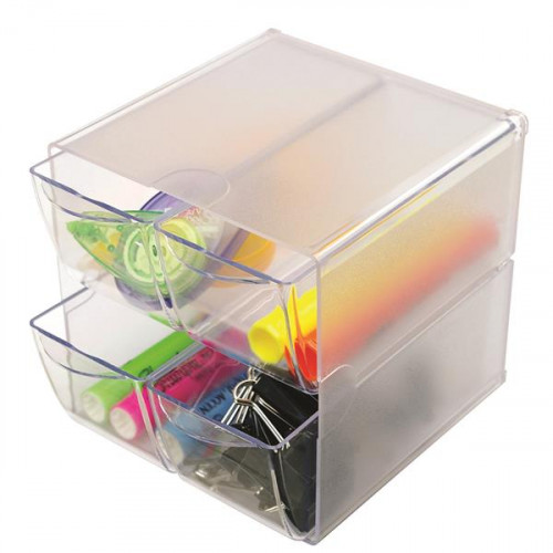 DEFLECTO - ORGANIZADOR MODULAR CON CUATRO CAJONES DE 16,5X7X7 TRANSPARENTE (Ref.350301)
