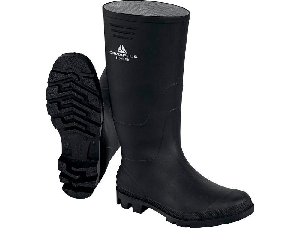 DELTAPLUS - BOTAS DE SEGURIDAD STONE PVC NEGRO SUELA DE TACOS TALLA 46 (Ref.STONEOBNO46)