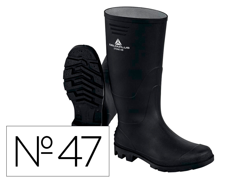 DELTAPLUS - BOTAS DE SEGURIDAD STONE PVC NEGRO SUELA DE TACOS TALLA 47 (Ref.STONEOBNO47)