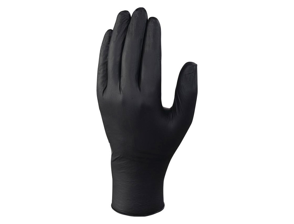 DELTAPLUS - GUANTES DE NITRILO NO EMPOLVADO DESECHABLE TALLA 10 COLOR NEGRO CAJA DE 100 UNIDADES (Ref.V1450B10010)