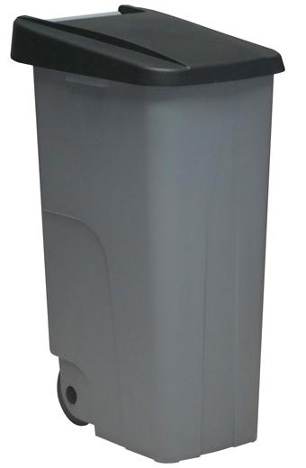 DENOX - CONTENEDOR DE BASURA ECO C/RUEDAS Y ASA 110L GRIS C/TAPA NEGRO (Ref.23450-NE)