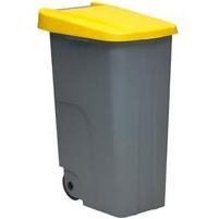DENOX - CONTENEDOR DE RECICLAJE C/RUEDAS Y ASA CERRADO 110L AMARILLO (Ref.23450-AM)