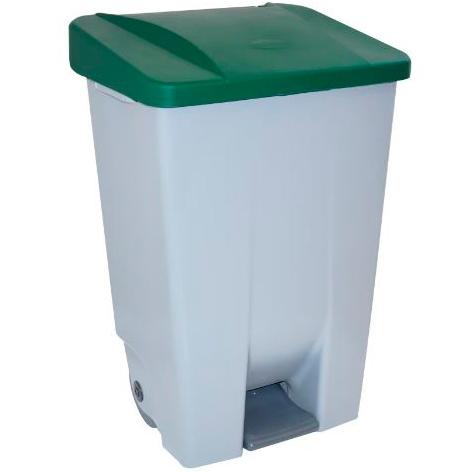DENOX - CONTENEDOR SELECTIVO 60 LITROS C/PEDAL TAPA Y RUEDAS GRIS/VERDE (Ref.23300VE)