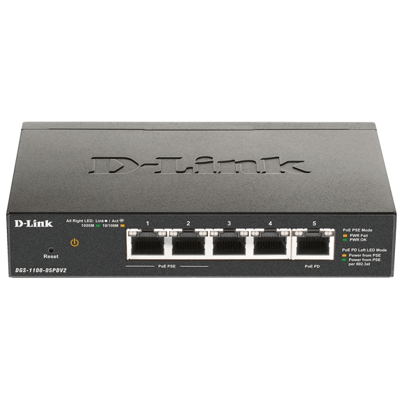 D-LINK - Switch 5xGb PoE 1xPD (18W) (Ref.DGS-1100-05PDV2)