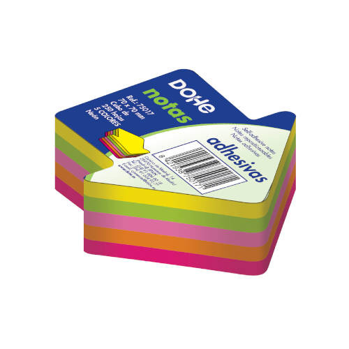 DOHE - CUBO FLECHA 250 NOTAS 5 COLORES SURTIDOS NEÓN 70X70 (Ref.75017)