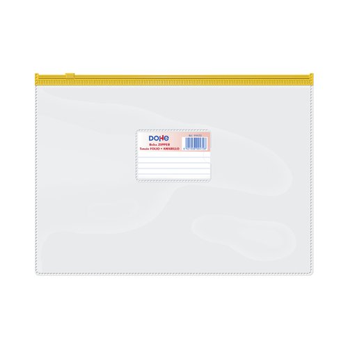 DOHE - DOSSIER SOBRE ZIPPER Fº APAISADO PVC TRASPARENTE/AMARILLO (Ref.99472)