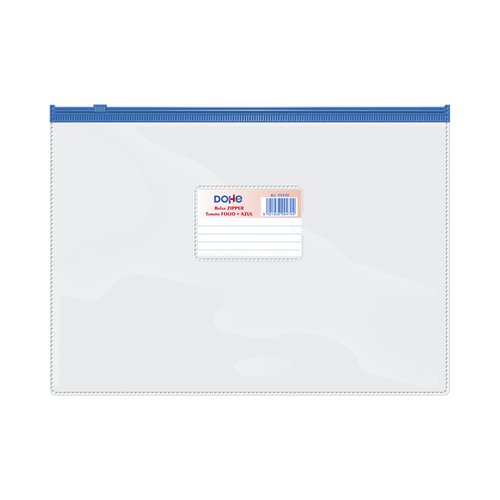 DOHE - DOSSIER SOBRE ZIPPER Fº APAISADO PVC TRASPARENTE/AZUL (Ref.99470)