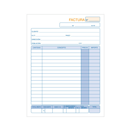 DOHE - TALONARIO FACTURAS CUARTO NATURAL DUPLICADO AUTOCOPIATIVO -10U- (Ref.50063D)