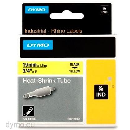DYMO - RHINO CINTA ID1-19, NEGRO SOBRE AMARILLO 19MMX1´5M, TUBO TERMORRETRACTIL (S0718340) (Ref.18058)
