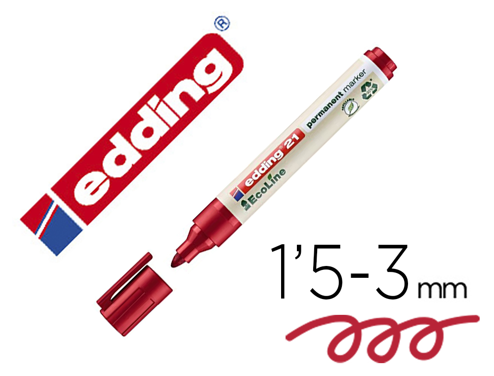 EDDING - MARCADOR PERMANENTE 21 ECOLINE CONICO ROJO (Ref.21002)