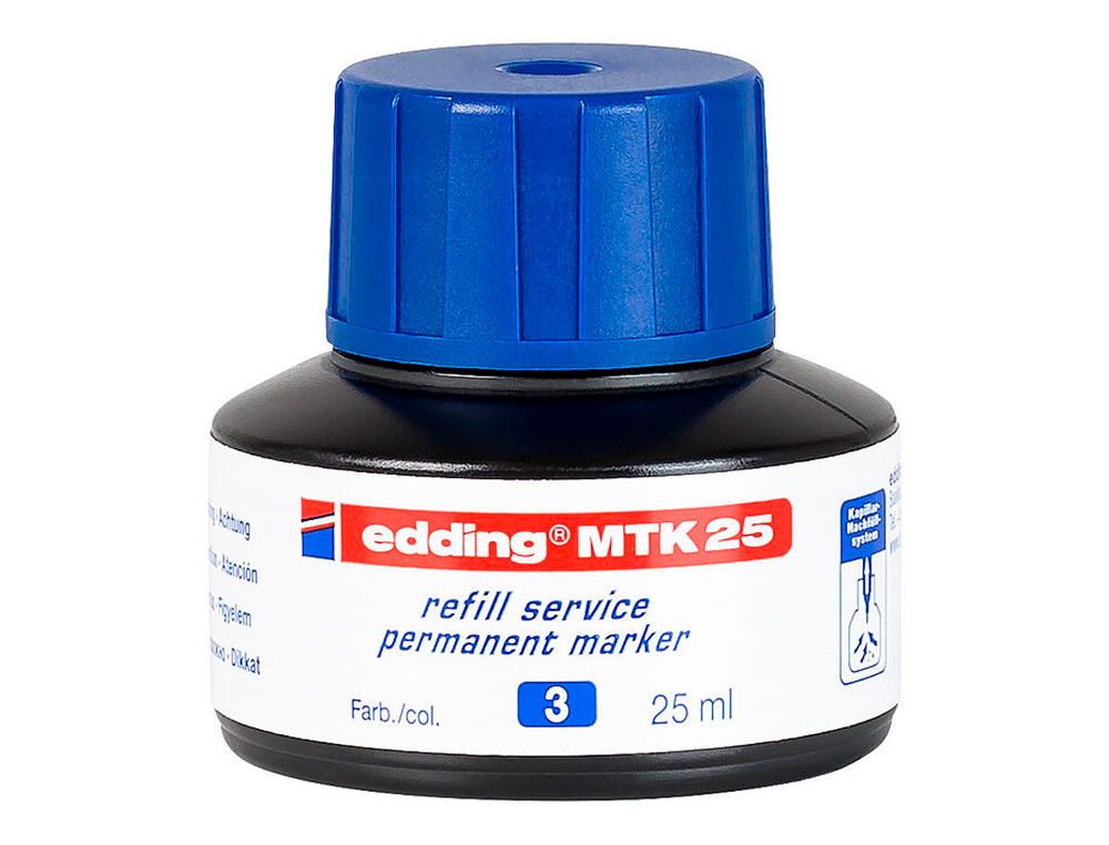 EDDING - TINTA ROTULADOR MTK25 CON SISTEMA CAPILAR COLOR AZUL FRASCO DE 25 ML (Ref.MTK-25-03)