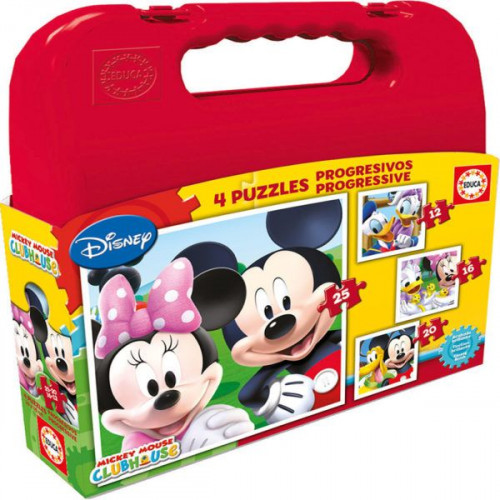 EDUCA BORRÁS - MALETA PUZZLES PROGRESIVOS MICKEY MOUSE 12-16-20-25 DE 3-6 AÑOS EDUCA BORRAS (Ref.16505)