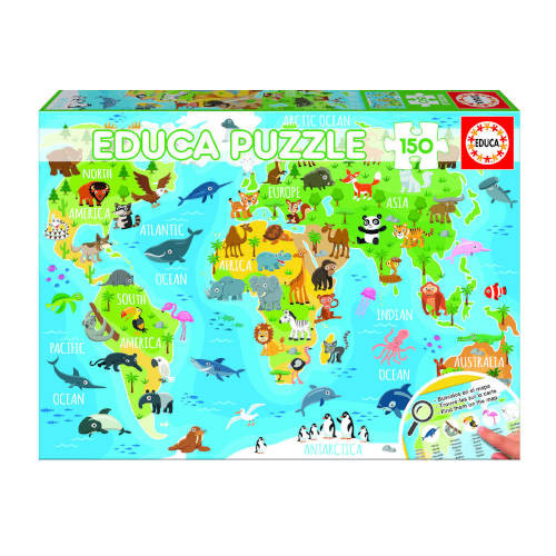 EDUCA BORRÁS - PUZZLE 150 MAPAMUNDI ANIMALES DE 6-8 AÑOS EDUCA BORRAS (Ref.18115)