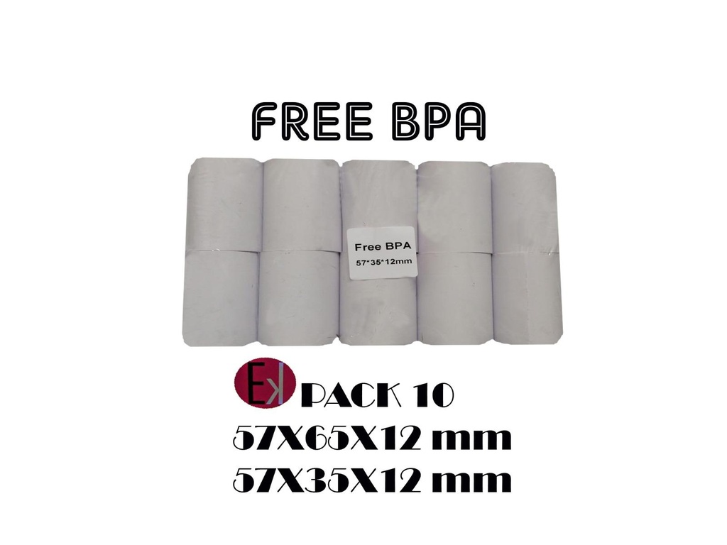 EKRIT - ROLLO TÉRMICO SIN BPA 57X55X12MM 65GRS -10U- (Ref.RT-EV03-57X55)