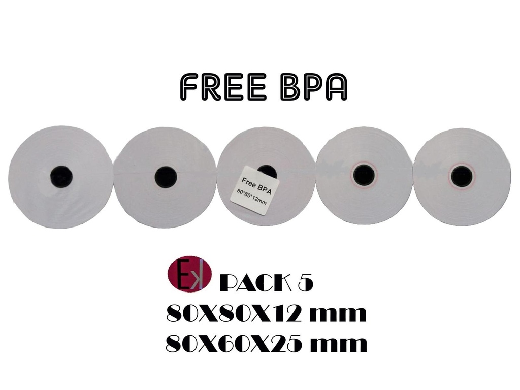 EKRIT - ROLLO TÉRMICO SIN BPA 80X80X12MM 65GRS -5U- (Ref.RT-EV01-80X80-65GR)