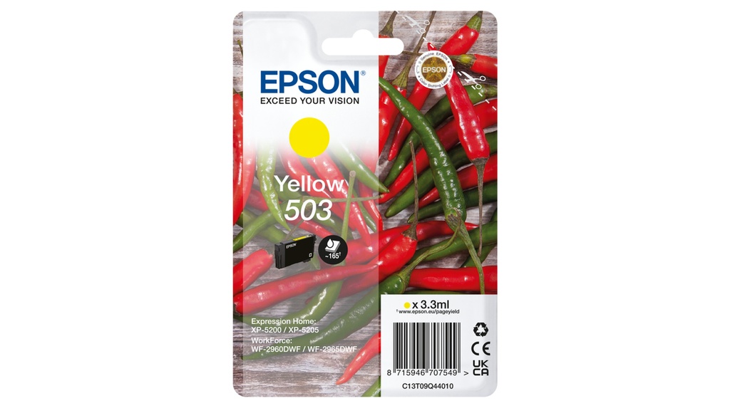 EPSON - Cartucho Amarillo 503 WF-2960dwf,WF-2965dwf, XP-5205 Pimiento (Ref.C13T09Q44010)