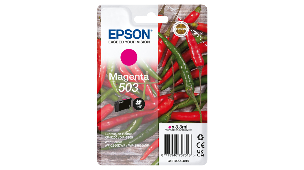 EPSON - Cartucho Magenta 503 WF-2960dwf,WF-2965dwf, XP-5205 Pimiento (Ref.C13T09Q34010)