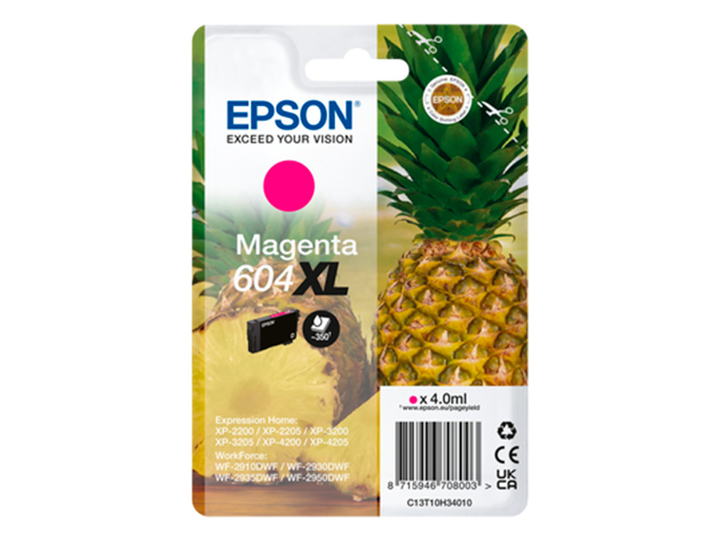 EPSON - Cartucho Magenta 604XL XP-2200, WF-2910DWF Piña (Ref.C13T10H34010)
