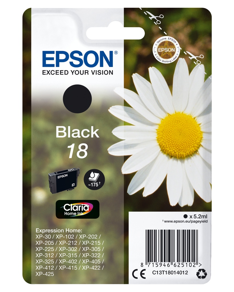 EPSON - Expression Home XP-102/205/305/405 Cartucho Negro (Radiofrecuencia) (Ref.C13T18014022)