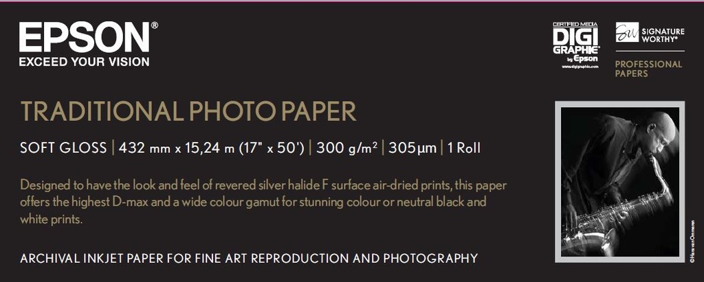 EPSON - GF papel Photo Traditional 17 x 15,2m - 300 g/m2 (Ref.C13S045054)