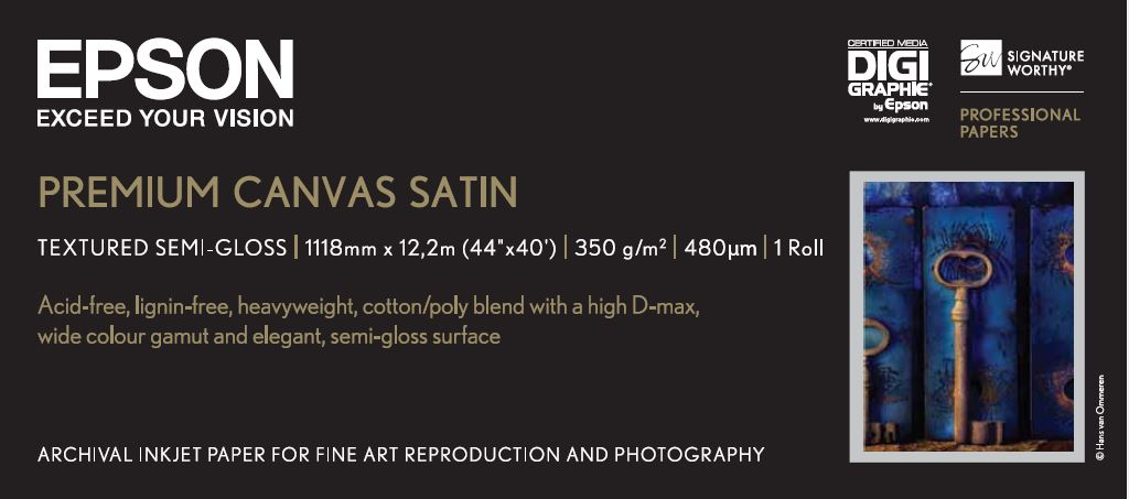 EPSON - GF Papel Premium Canvas Satin, 44 x 12.2m, 350g/m2 (Ref.C13S041848)