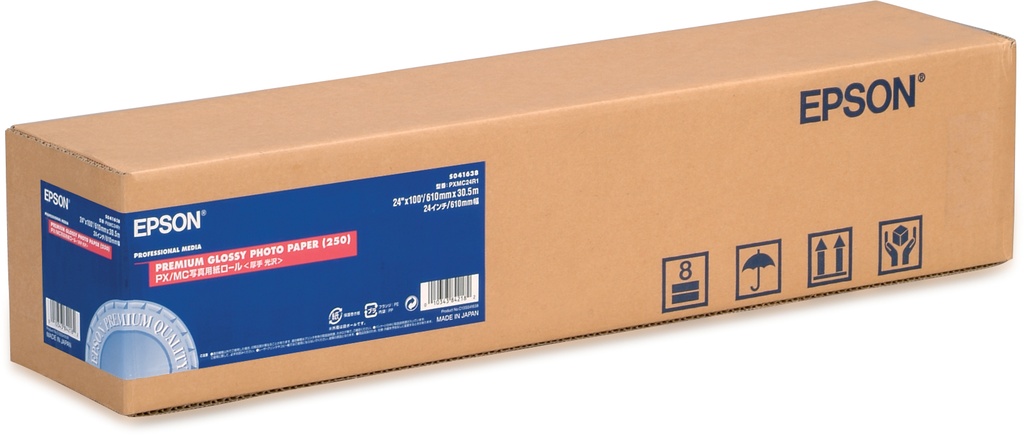 EPSON - GF Papel Premium Glossy Photo, Rollo de 24 x 30,5m. - 250 g/m2 (Ref.C13S041638)