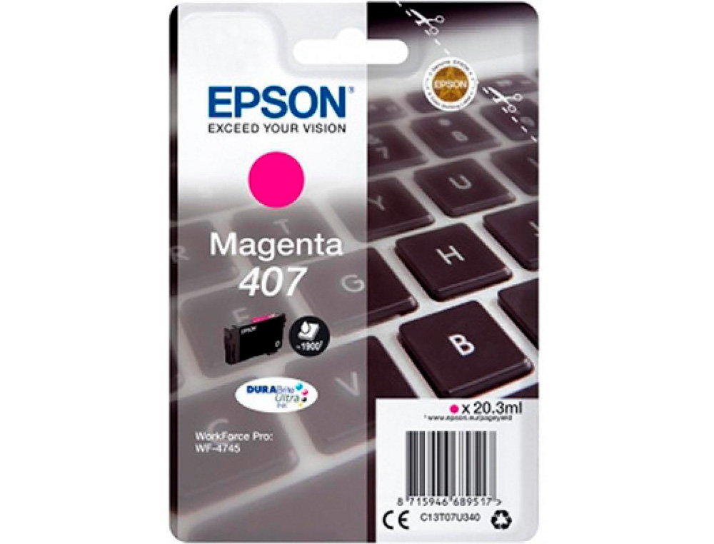 EPSON - INK-JET 407L CLAVIER WF-4745 SERIES MAGENTA 1900 PAGINAS (Ref.C13T07U340)