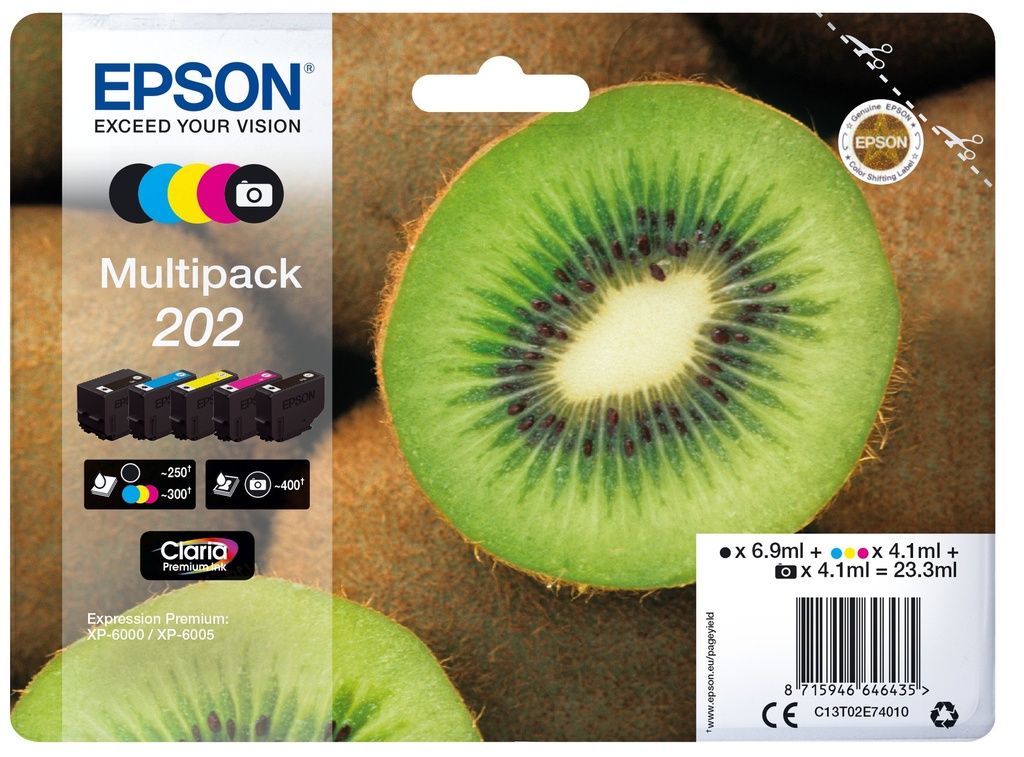 EPSON - Multipack 5-colours 202 Claria Premium Ink con RF (Ref.C13T02E74020)