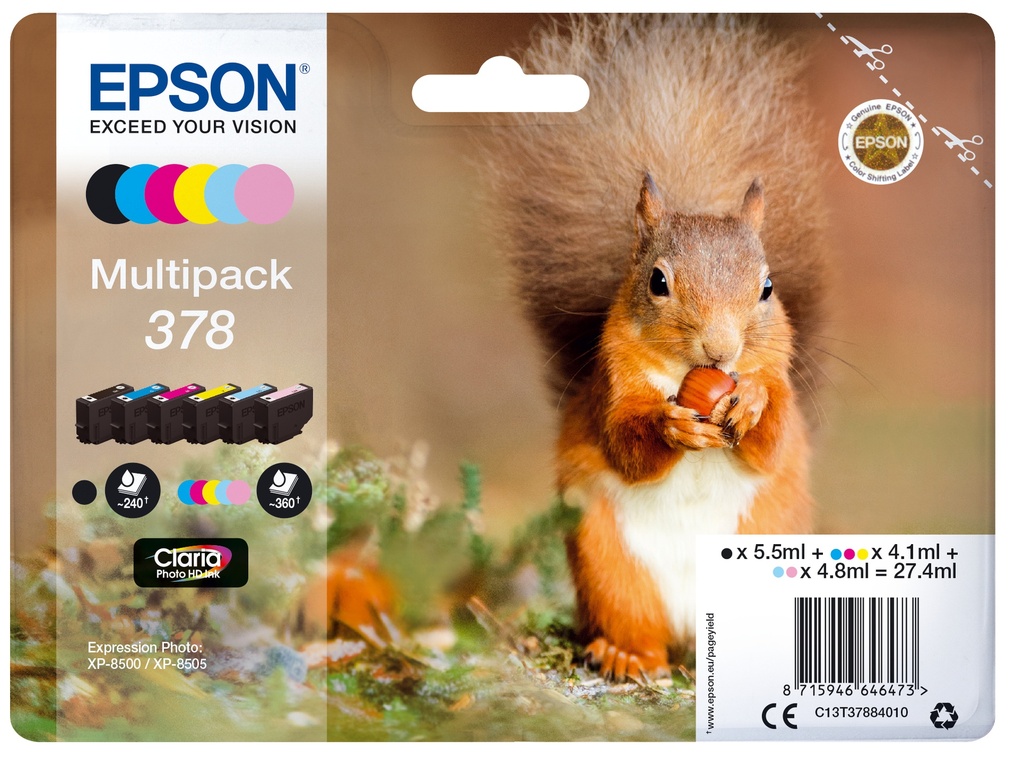 EPSON - Multipack 6-colours 378 Claria Photo HD Ink con RF (Ref.C13T37884020)