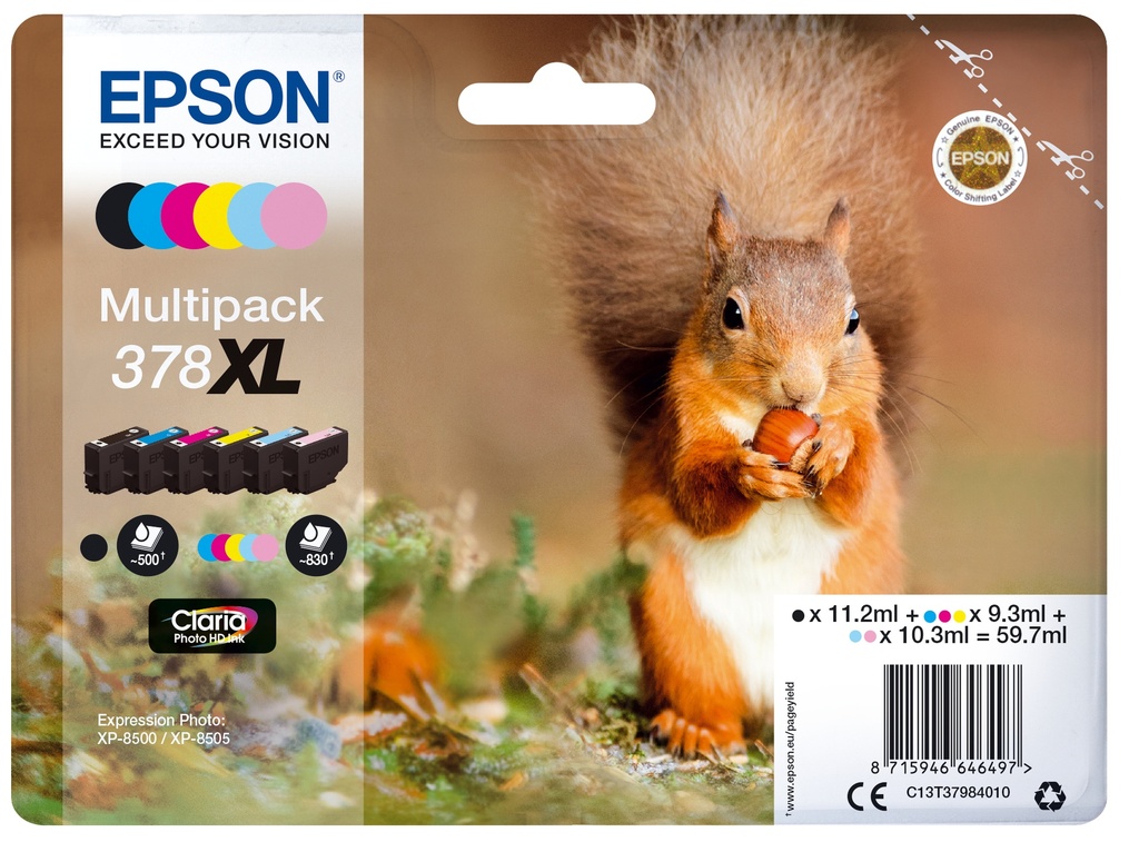 EPSON - Multipack 6-colours 378XL Claria Photo HD Ink con RF (Ref.C13T37984020)