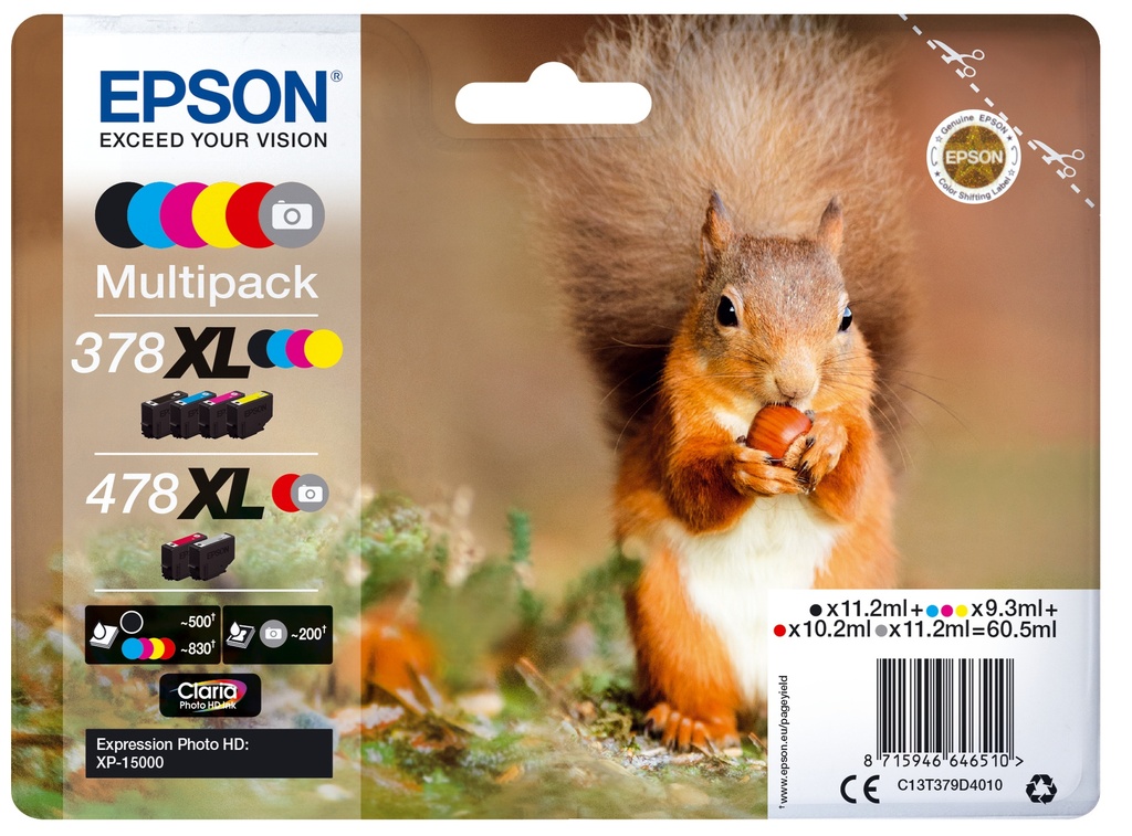 EPSON - Multipack 6-colours 478XL Claria Photo HD Ink RF+AM (Ref.C13T379D4020)