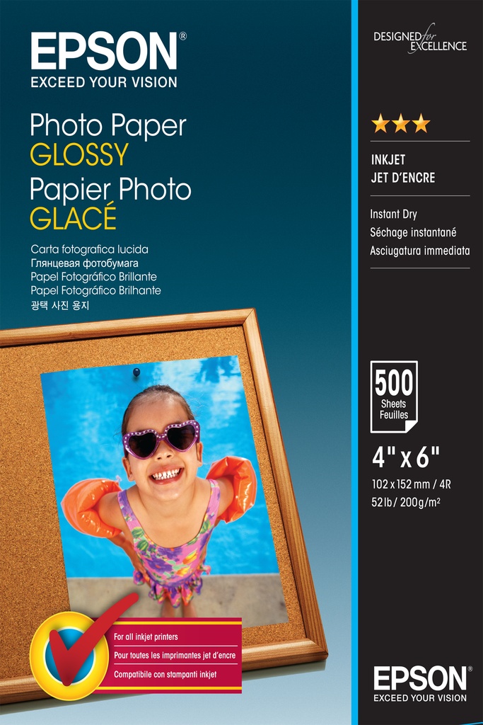 EPSON - Papel Photo Glossy 10x15cm 500 hojas 200 grs (Ref.C13S042549)