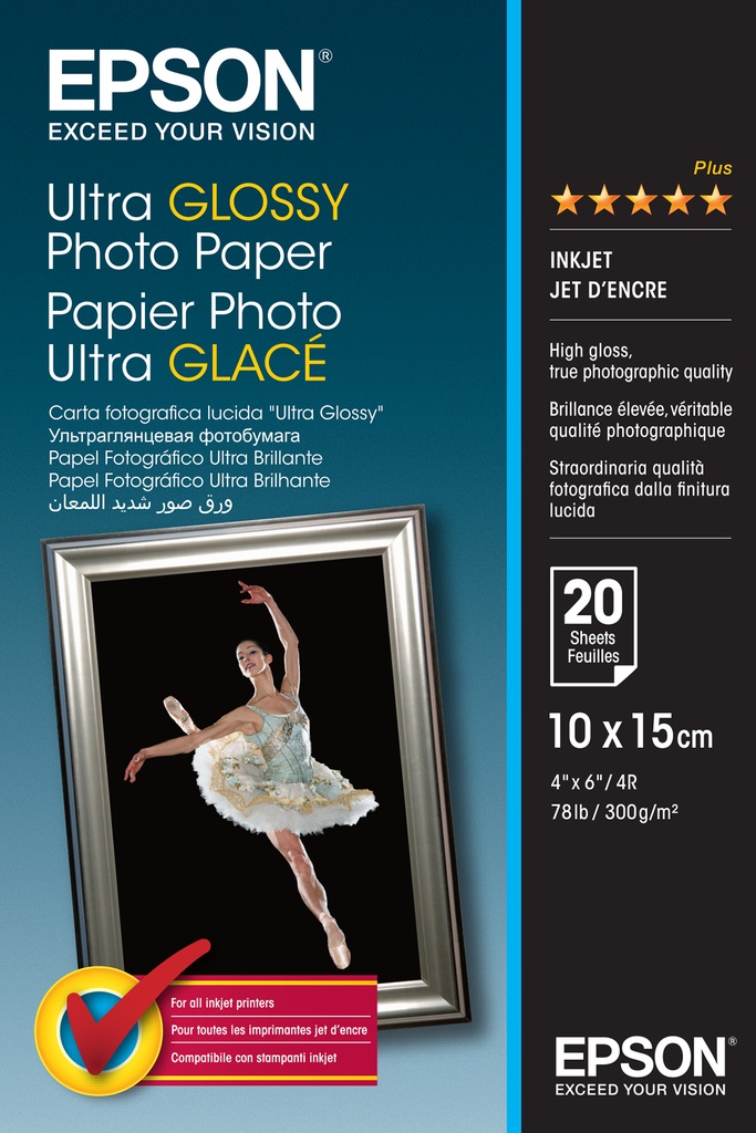 EPSON - Papel Ultra Glossy Photo Paper 10x15cm (20hojas) (Ref.C13S041926)