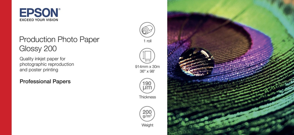 EPSON - Production Photo Paper Glossy 200 36 x 30m (Ref.C13S450372)