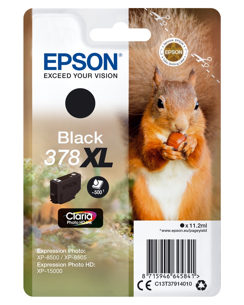 EPSON - Singlepack Black 378XL Claria Photo HD Ink con RF (Ref.C13T37914020)