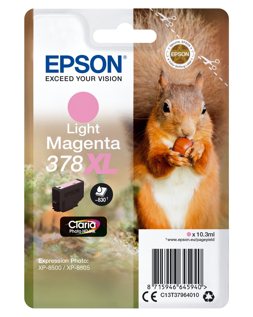 EPSON - Singlepack Light Magenta 378XL Claria Photo HD Ink con RF (Ref.C13T37964020)
