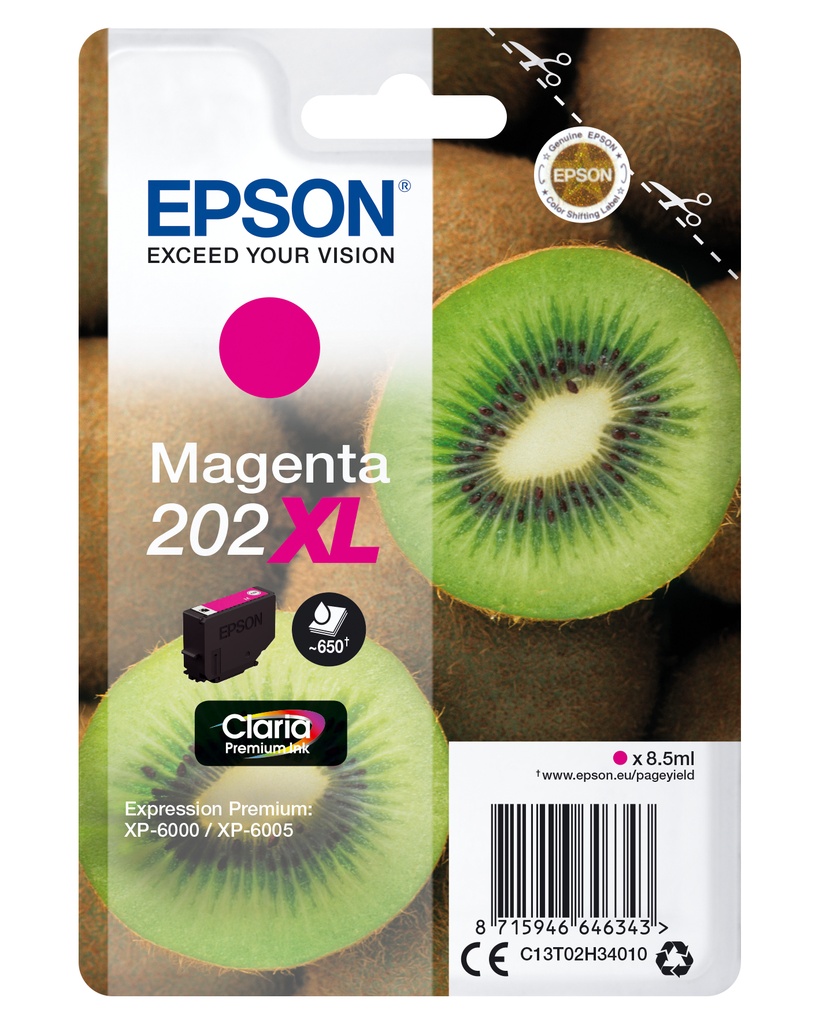 EPSON - Singlepack Magenta 202XL Claria Premium Ink con RF (Ref.C13T02H34020)