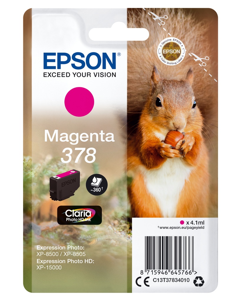 EPSON - Singlepack Magenta 378 Claria Photo HD Ink con RF (Ref.C13T37834020)