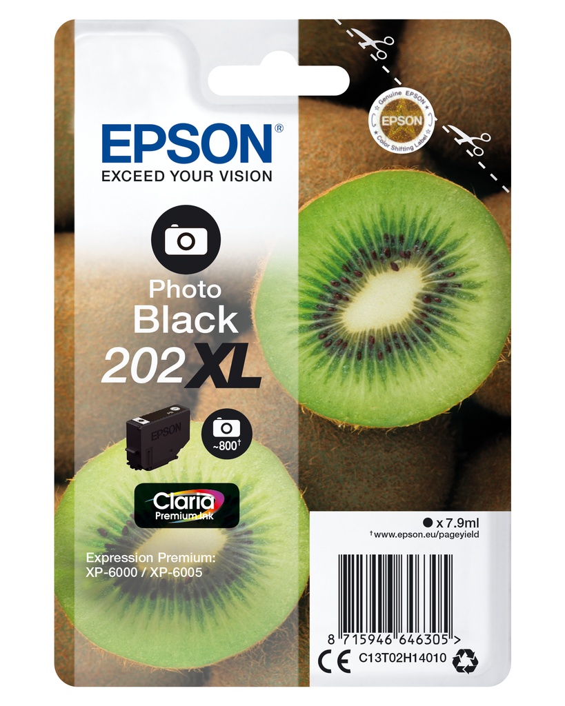 EPSON - Singlepack Photo Black 202XL Claria Premium Ink con RF (Ref.C13T02H14020)