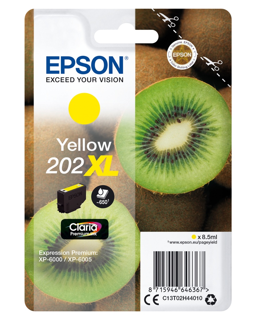 EPSON - Singlepack Yellow 202XL Claria Premium Ink con RF (Ref.C13T02H44020)