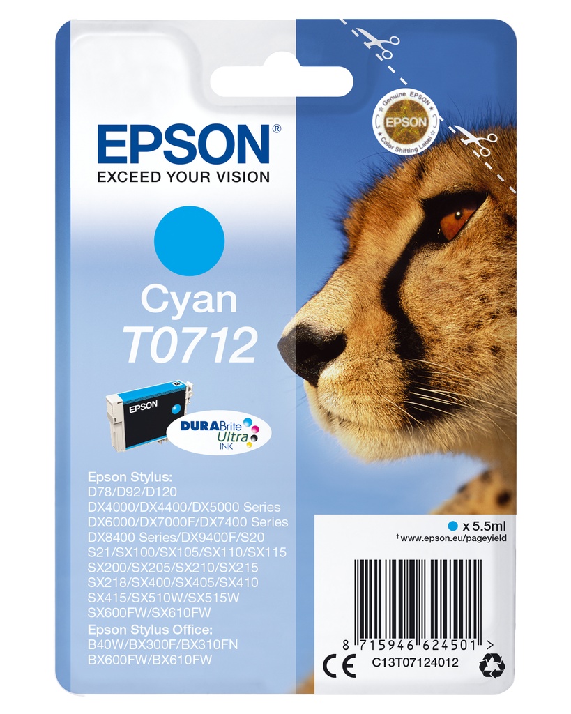 EPSON - Stylus D-78/92/120/DX-4000/5000/6000/7000F Cartucho Cian (Radiofrecuencia + acoustic magnetic) (Ref.C13T07124022)