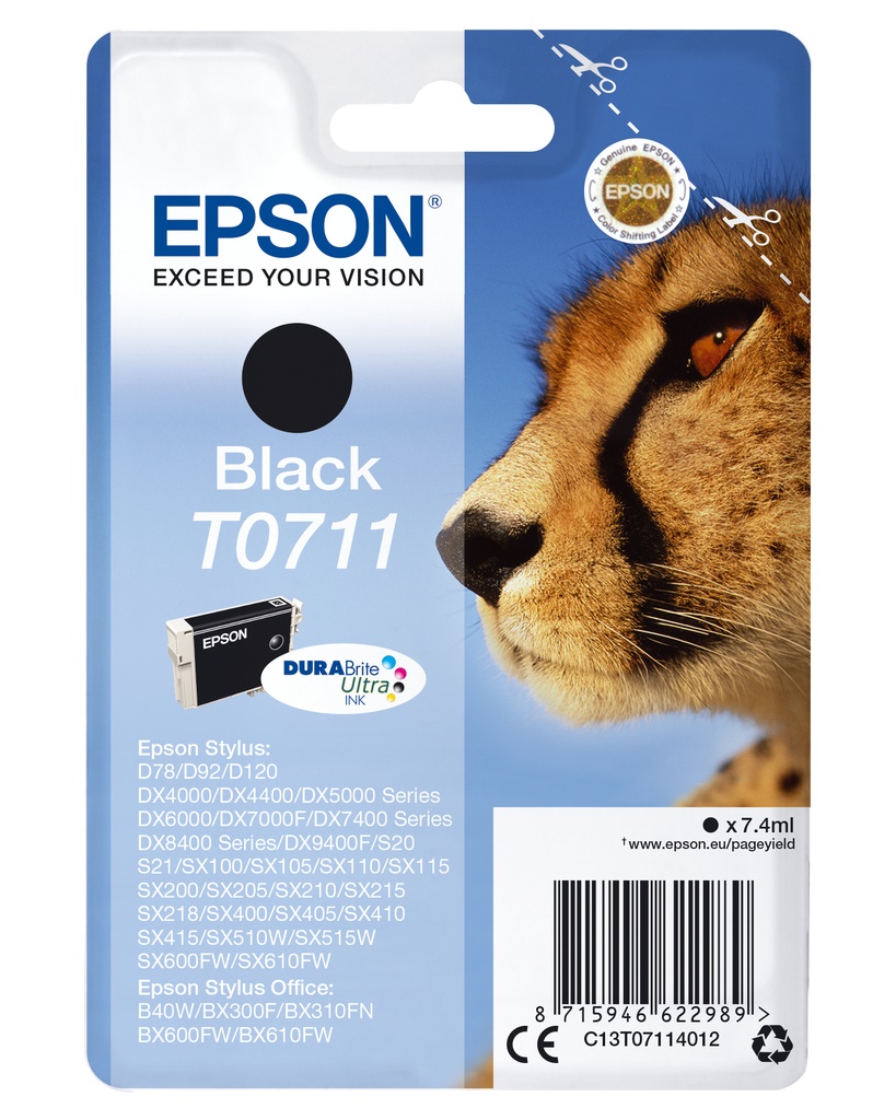 EPSON - Stylus D-78/92/120/DX-4000/5000/6000/7000F Cartucho Negro (Radiofrecuencia+acousticmagnetic)</ (Ref.C13T07114022)