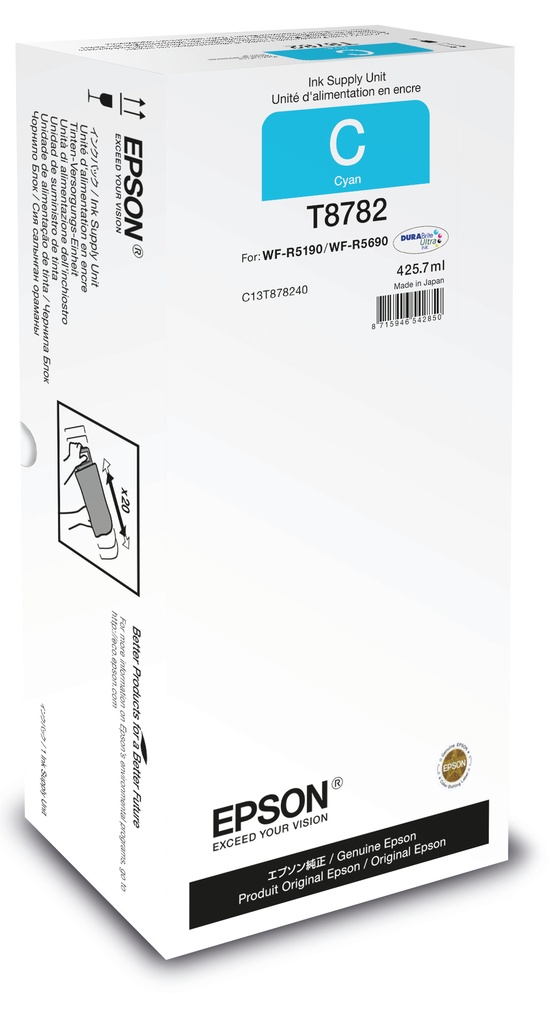 EPSON - Supply unit XXL Cián 50000p WF-R5xxx (Ref.C13T878240)