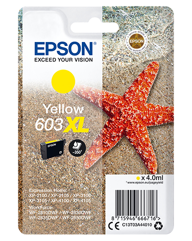EPSON - tinta amarilla XL Estrella de mar 1 tinta 603XL RF / AM Single (Ref.C13T03A44020)