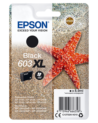 EPSON - tinta negra XL Estrella de mar 1 tinta 603XL RF / AM Single (Ref.C13T03A14020)
